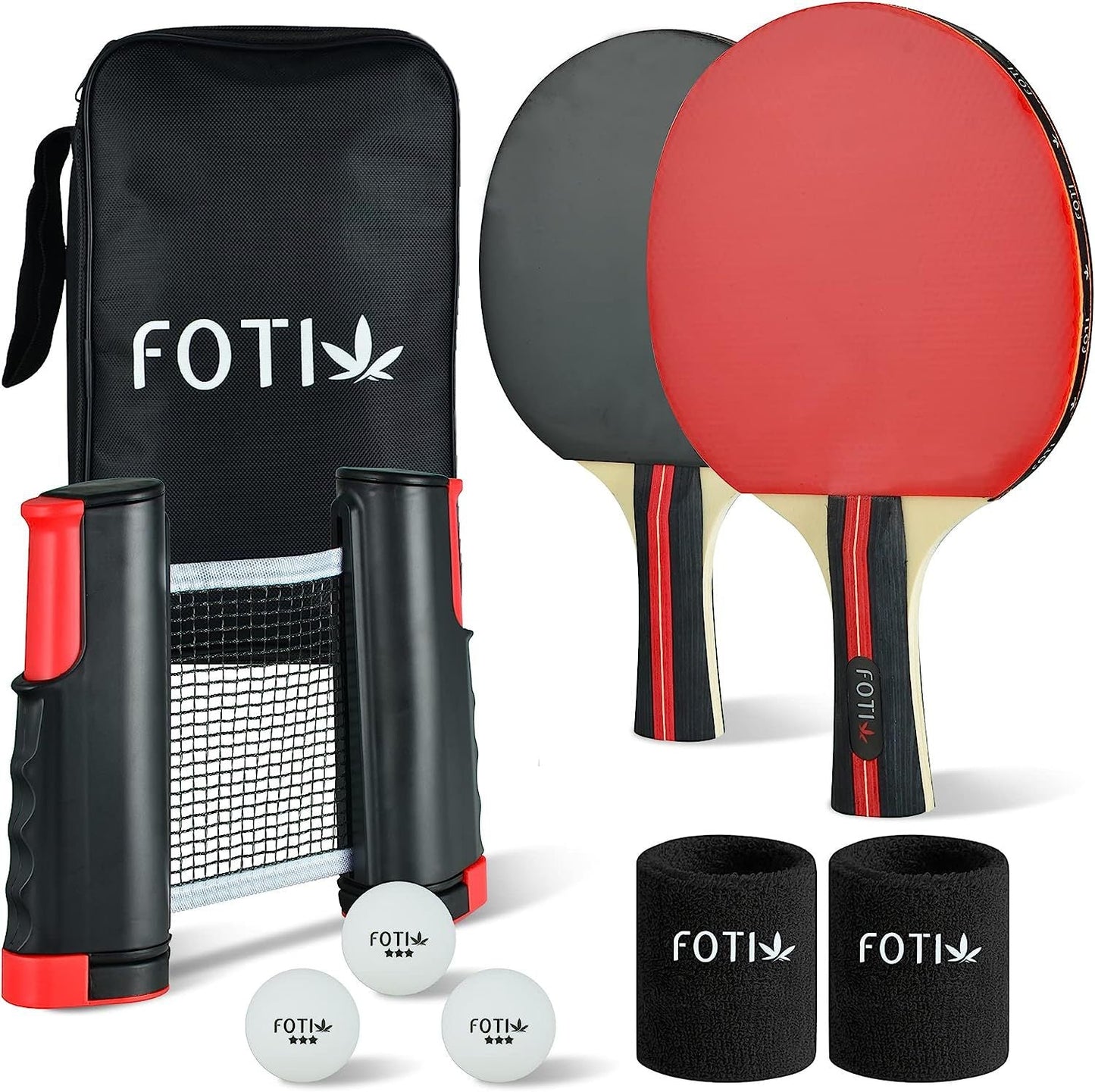 Table Tennis Racket Set with Balls and Adjustable Net - Ironwearpro