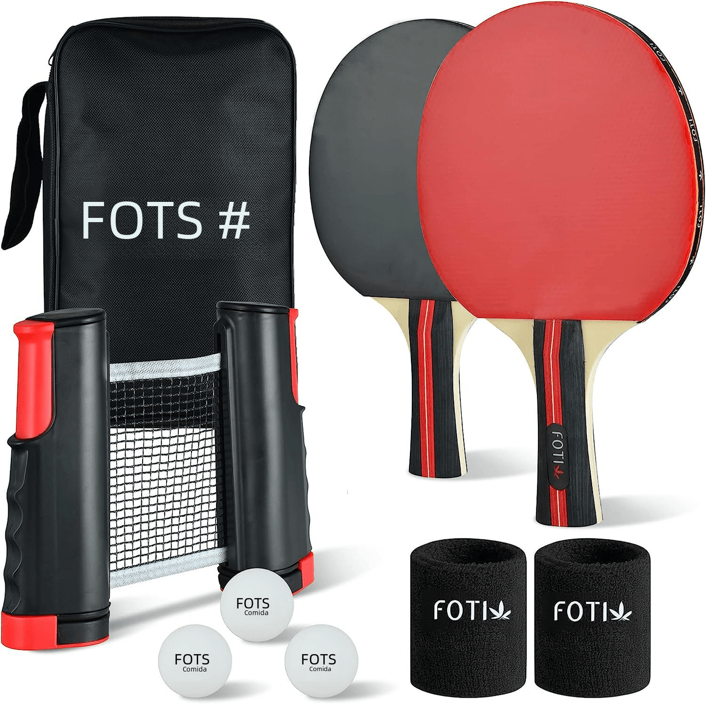 Table Tennis Racket Set with Balls and Adjustable Net - Ironwearpro