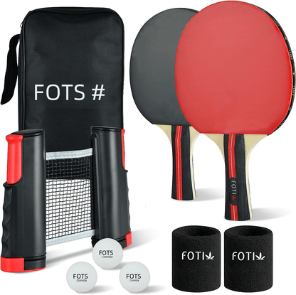 Table Tennis Racket Set with Balls and Adjustable Net - Ironwearpro