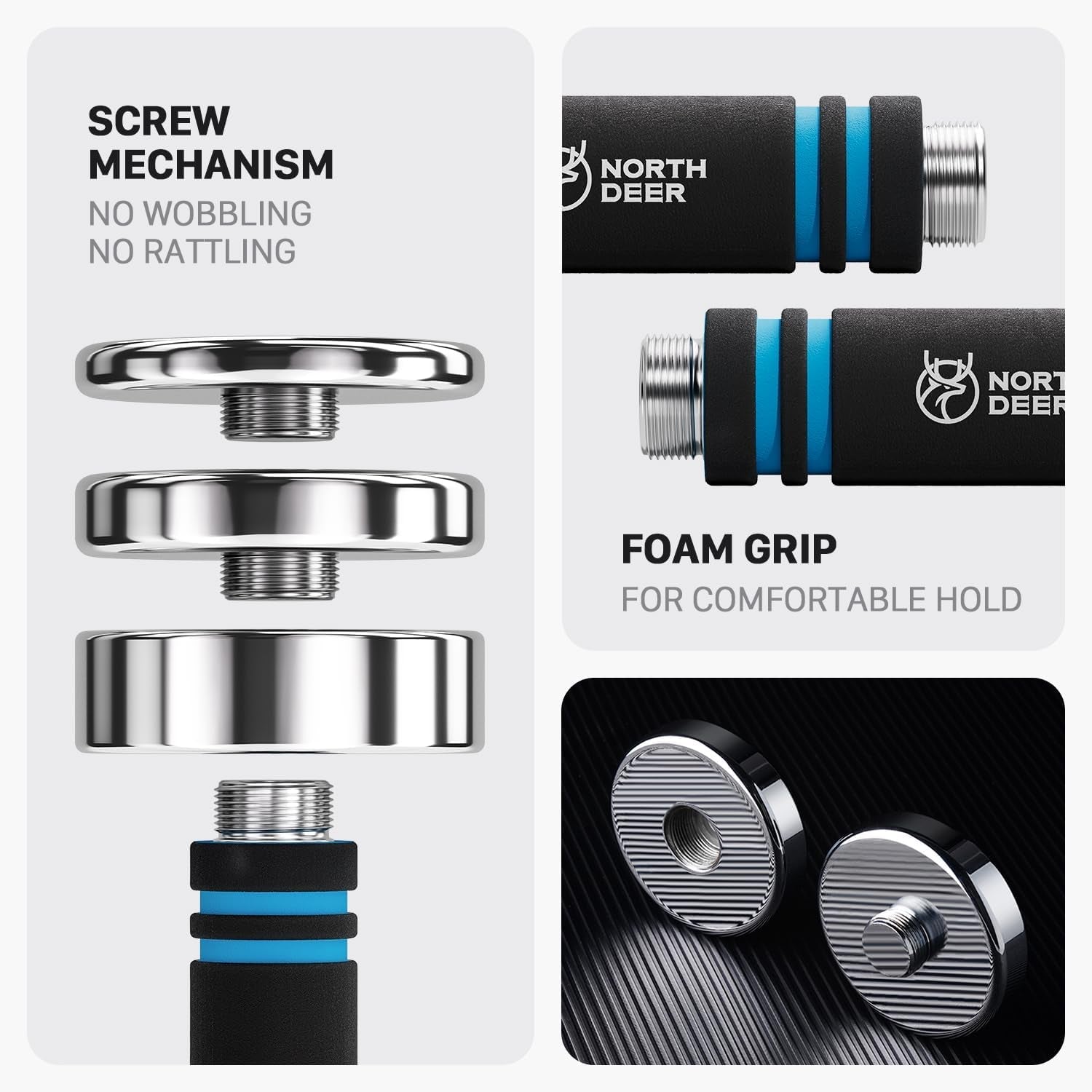 Ultra-Compact Adjustable Steel Dumbbell – Space-Saving Chrome Free Weights with Foam Handles for Home Gym (Choice of Size) - Ironwearpro
